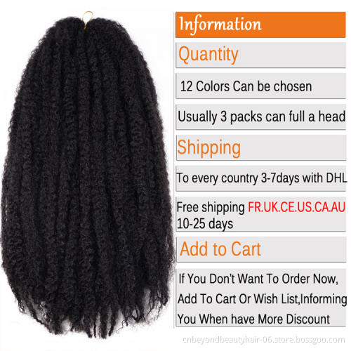 18inch Afro Jumbo Crochet Braids Hair Extensions For Women Synthetic Long Ombre Kinky  Marley Twist Hair
